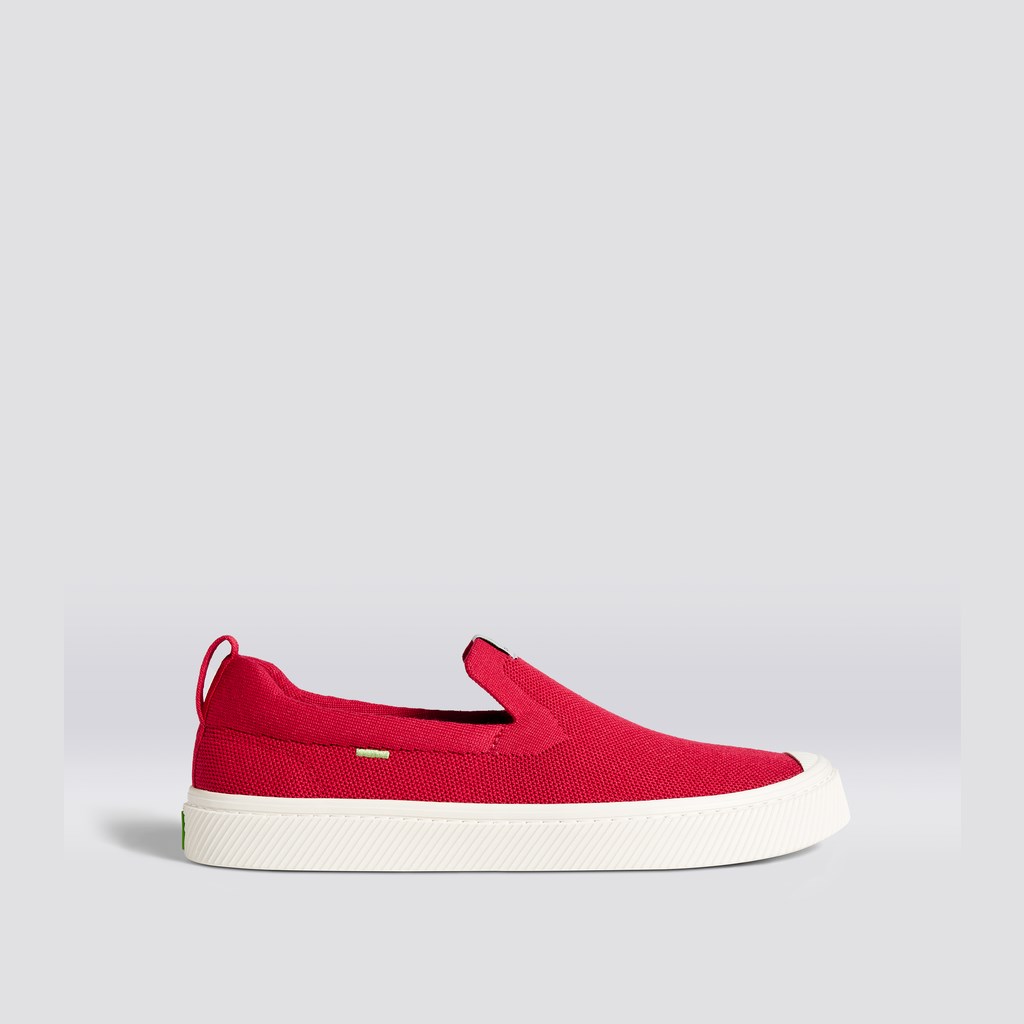 IBI Slip-On Cariuma Low Top Bamboo Weave Knit Vegan Rouge Homme | WRU-3568624